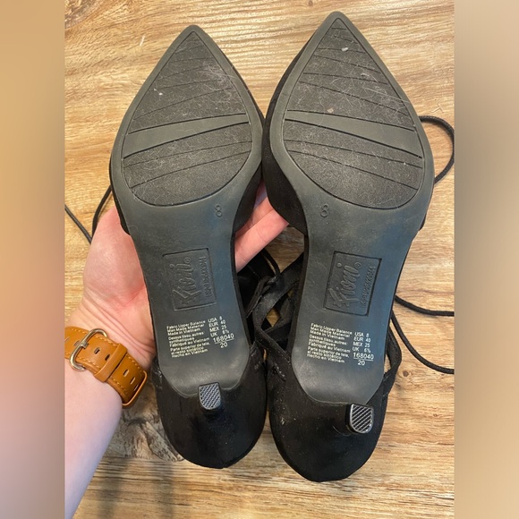 FIONI | black pointed lace tie pumps, Size 8 - Picture 3 of 3